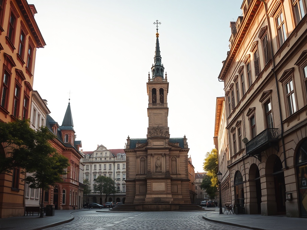 Panorama Kielc - historyczne centrum miasta z charakterystyczną zabudową