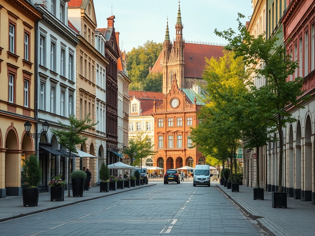 Fragment torów kolejowych w Kielcach, symbolizujący podział i potrzebę bezpiecznego przejścia, obok zarys pomnika doktora Buszkowskiego.
