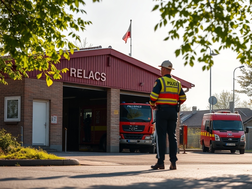 Ilustracja przedstawiająca budynek objęty płomieniami oraz banknot stuzłotowy z przekreśleniem, symbolizujące pożar i fałszywe pieniądze w Kielcach.