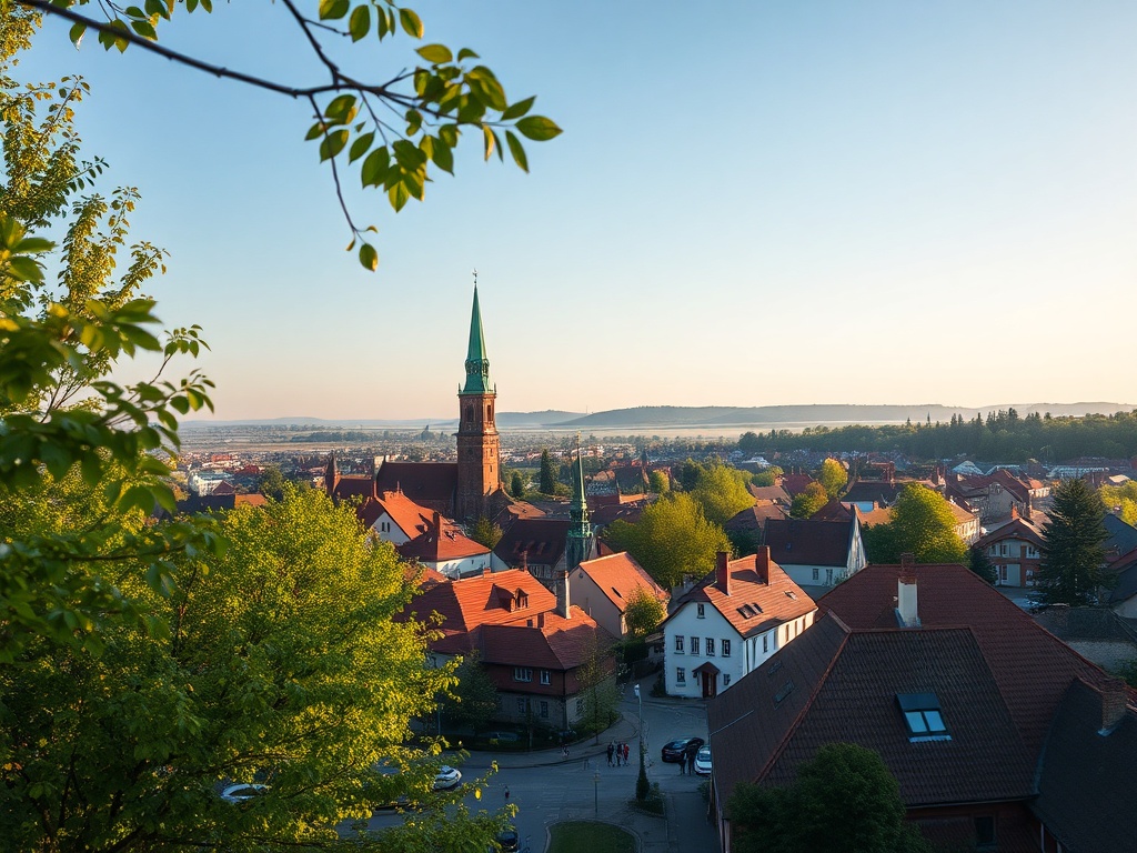 Białe kwiaty kasztanowców na tle błękitnego nieba w Kielcach